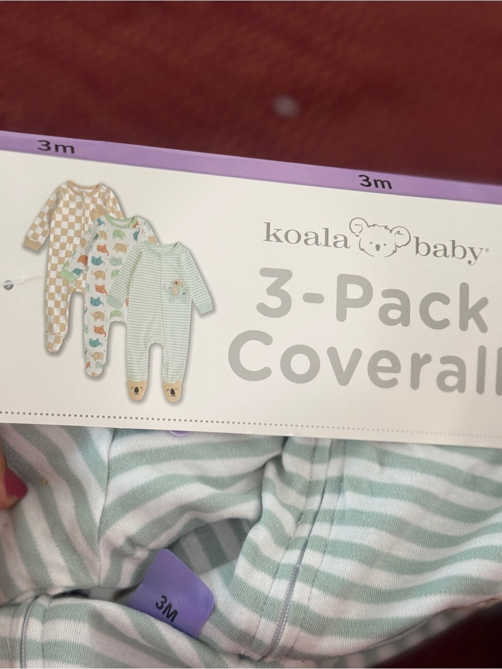 Koala Kids Mint Green Stripe 3-Pack Coveralls